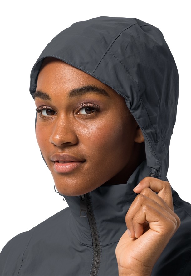 Black Women Jack Wolfskin Norden Port Raincoat | 16610867