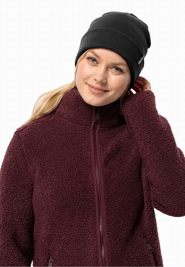 Black Women Jack Wolfskin Rib Beanie | 54449042