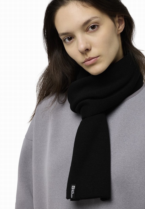 Black Women Jack Wolfskin Rib Scarf | 66245800