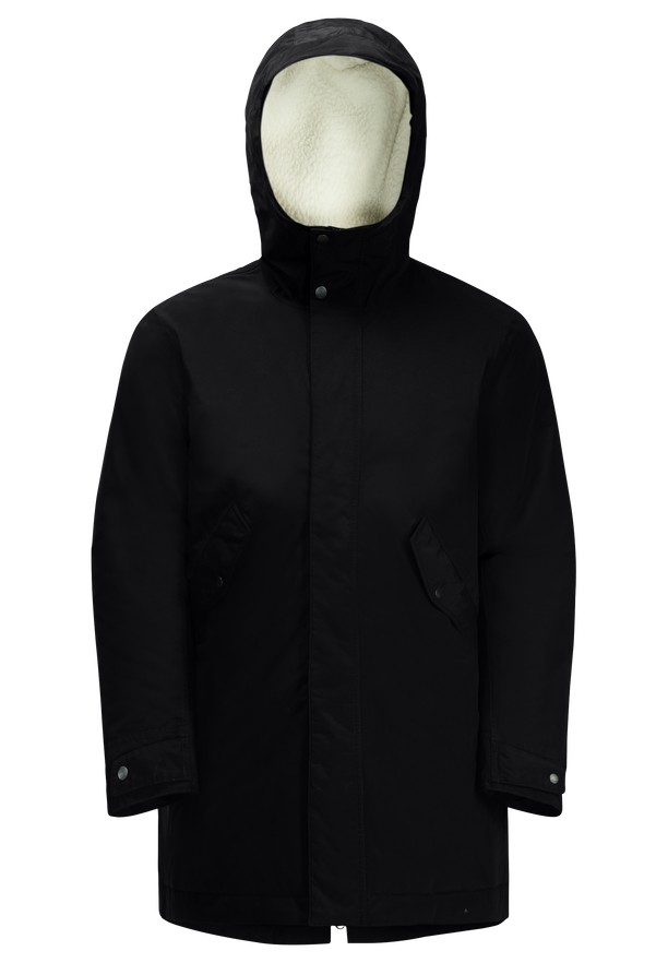 Black Women Jack Wolfskin Talforst Coats | 67862223