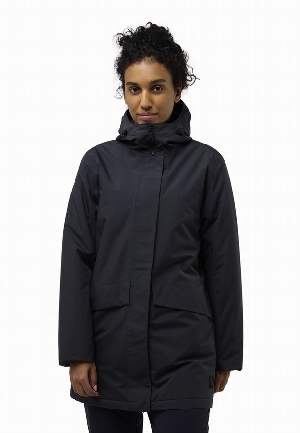 Black Women Jack Wolfskin Tempelhof Coats | 80645085