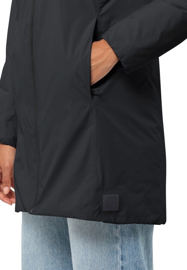Black Women Jack Wolfskin Textor Coats | 35587387