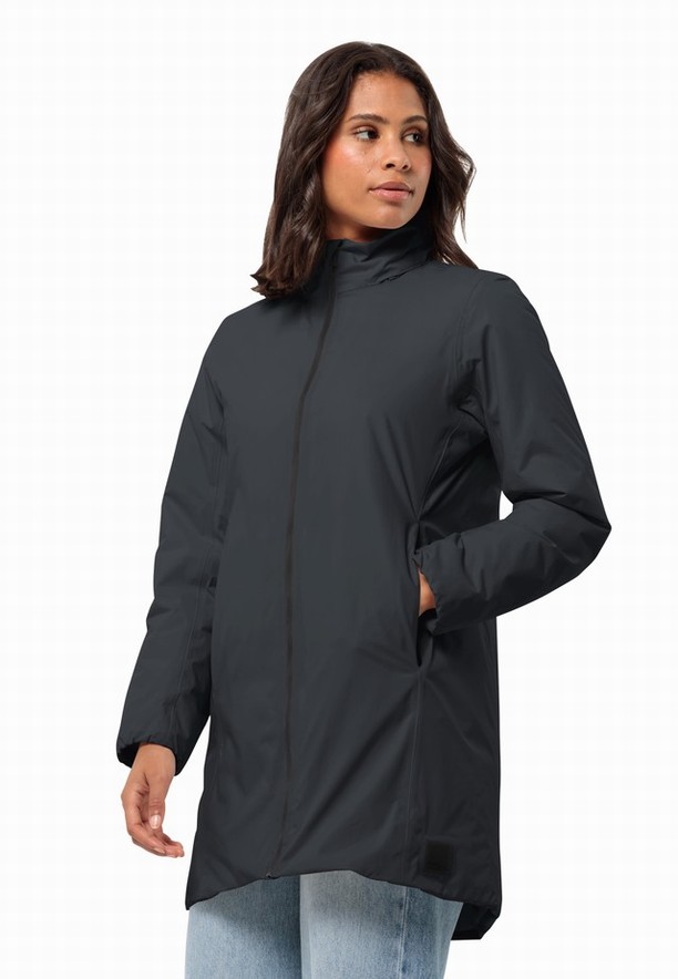 Black Women Jack Wolfskin Textor Coats | 35587387