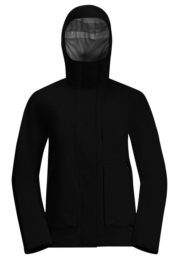 Black Women Jack Wolfskin Wandermood 3l Rain Jackets | 66605831