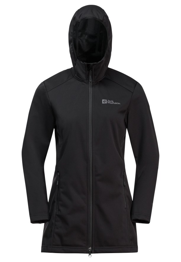 Black Women Jack Wolfskin Windhain Softshell Jackets | 88507460