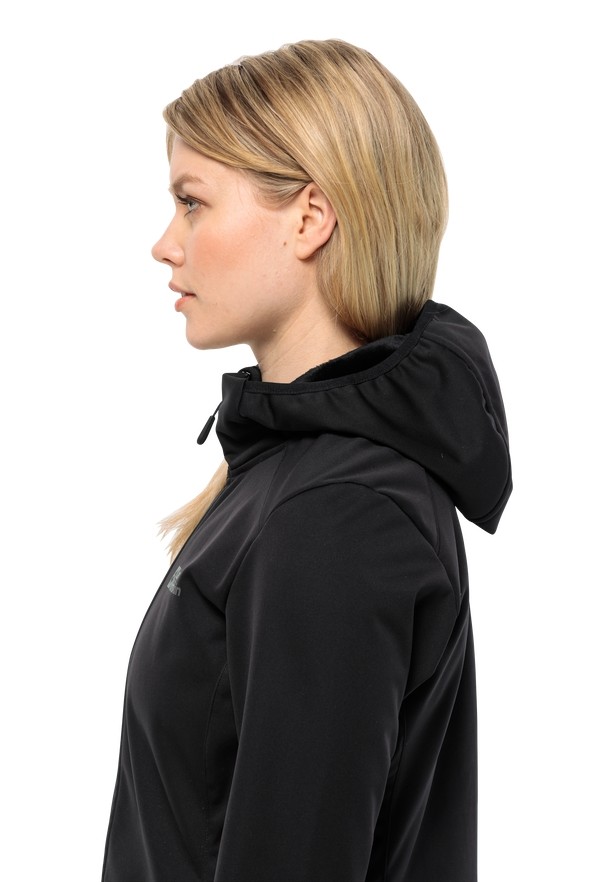Black Women Jack Wolfskin Windhain Softshell Jackets | 88507460