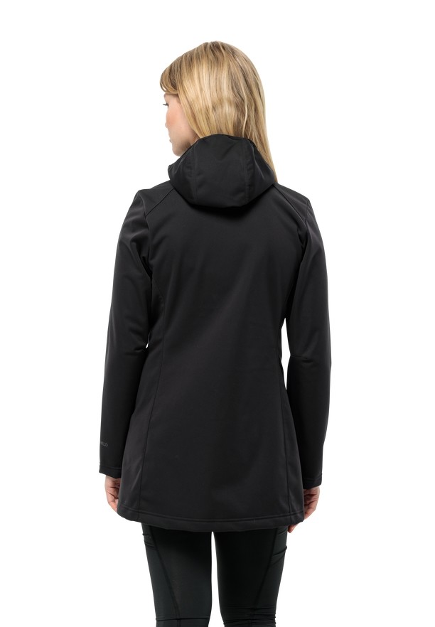 Black Women Jack Wolfskin Windhain Softshell Jackets | 88507460
