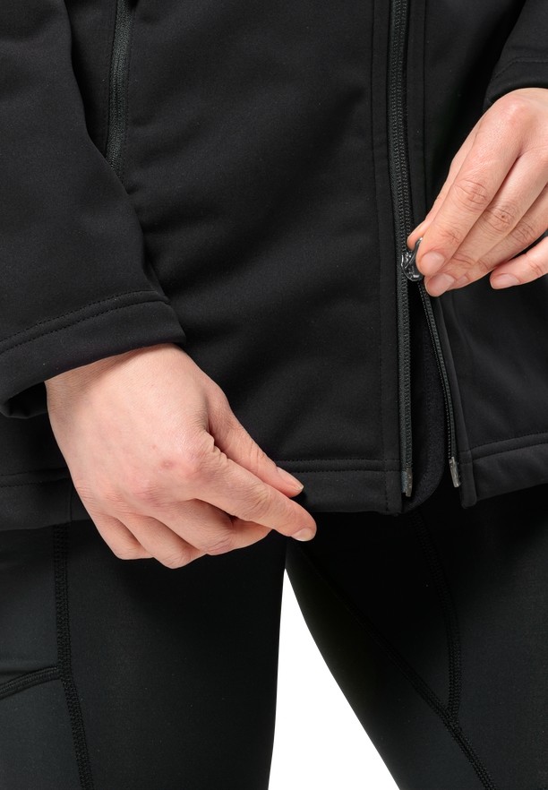 Black Women Jack Wolfskin Windhain Softshell Jackets | 88507460