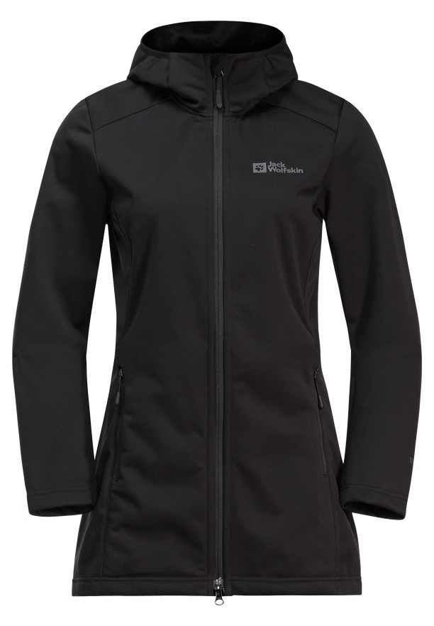 Black Women Jack Wolfskin Windhain Softshell Jackets | 88507460
