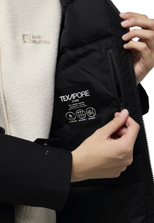 Black Women Jack Wolfskin Wintertor Coats | 13336529