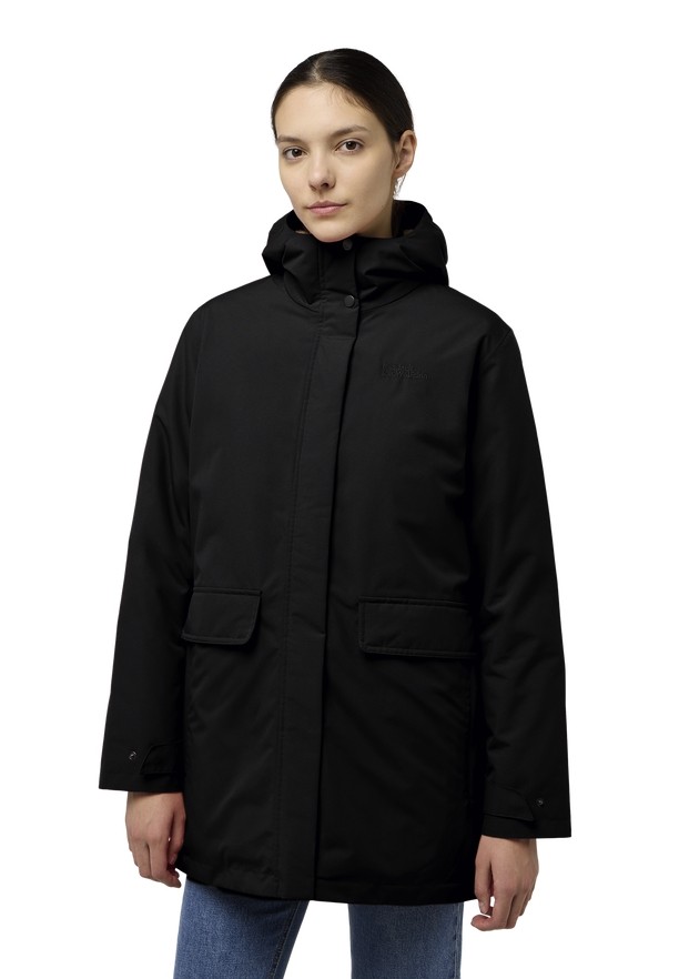 Black Women Jack Wolfskin Wintertor Coats | 13336529