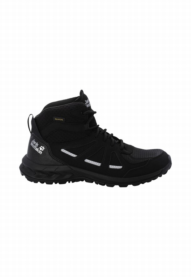Black Women Jack Wolfskin Woodland 2 Texapore Mid Hiking Shoes | 50065761