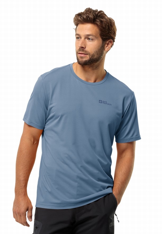 Blue Men Jack Wolfskin Delgami S/s T Shirts | 27221535