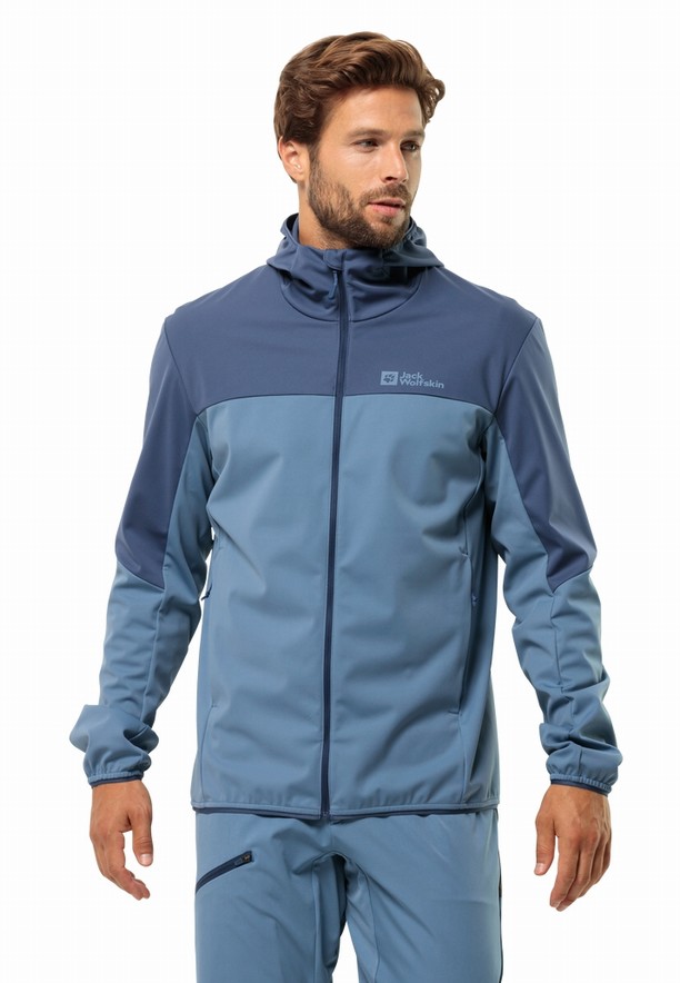 Blue Men Jack Wolfskin Feldberg Hoody Softshell Jackets | 30406323