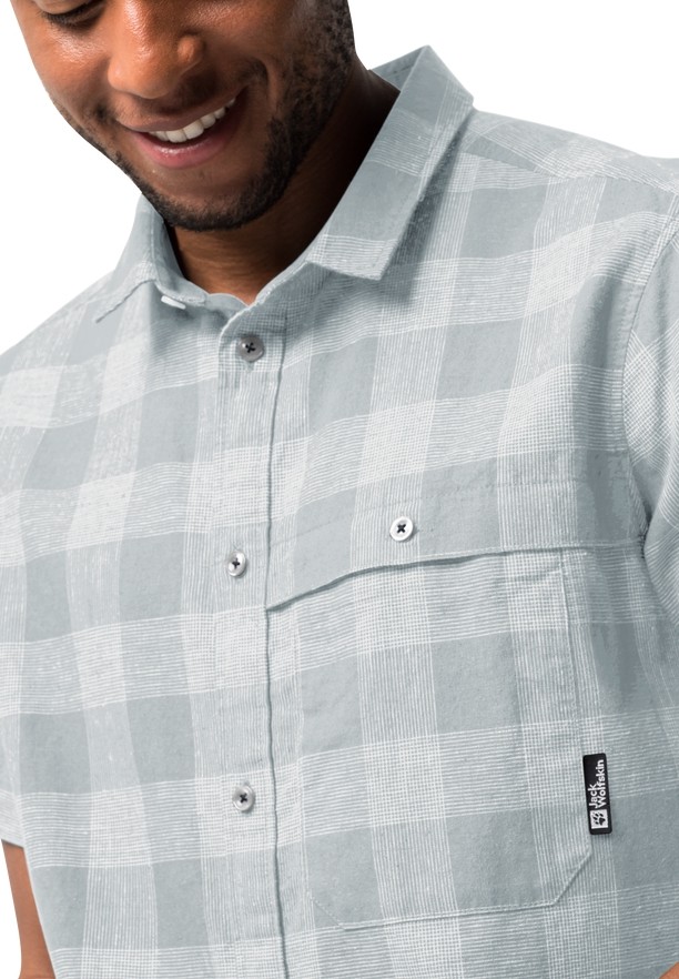 Blue Men Jack Wolfskin Highlands Shirts | 98885191