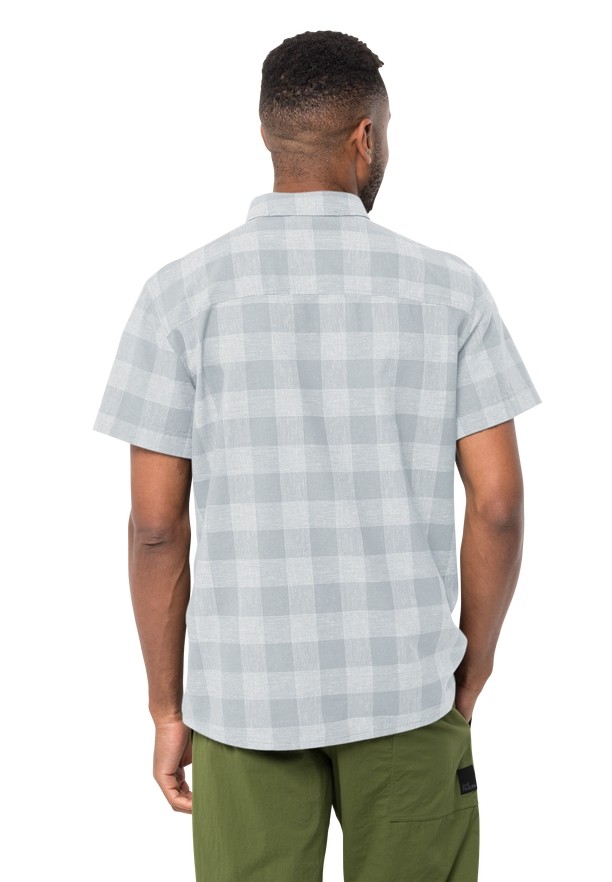 Blue Men Jack Wolfskin Highlands Shirts | 98885191
