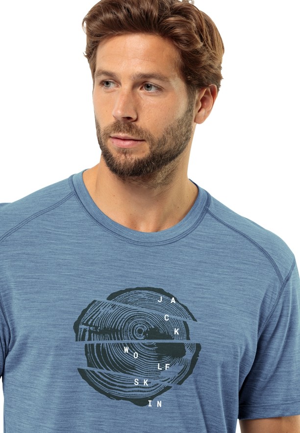 Blue Men Jack Wolfskin Kammweg Graphic S/s T Shirts | 72109857