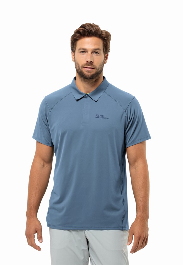 Blue Men Jack Wolfskin Prelight Chill Polo Shirts | 51330784