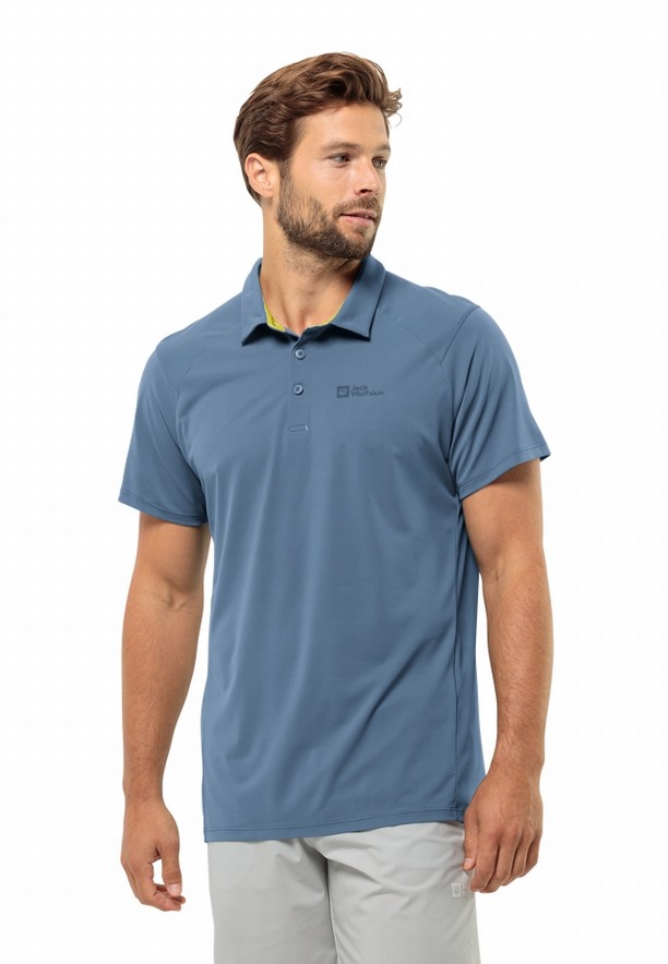 Blue Men Jack Wolfskin Prelight Trail Polo Shirts | 53205944