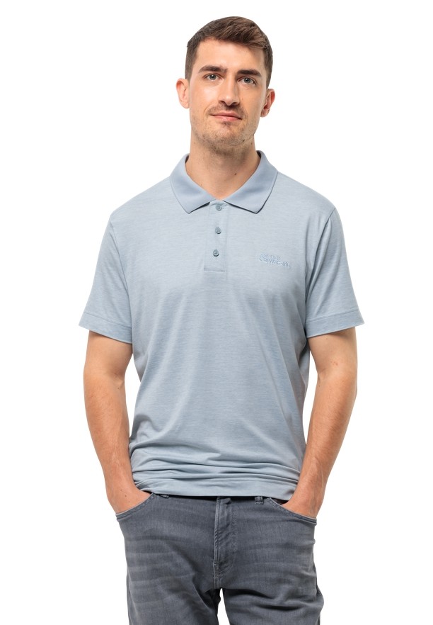 Blue Men Jack Wolfskin Travel Polo Shirts | 16447825