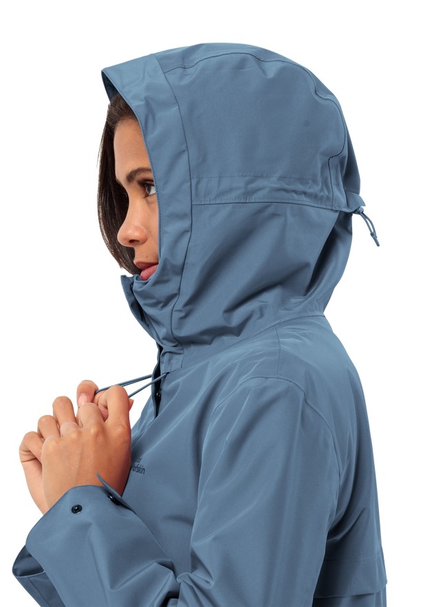 Blue Women Jack Wolfskin Cape West Rain Coats | 95957885