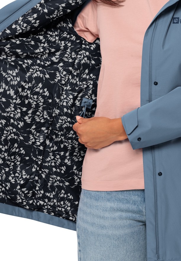 Blue Women Jack Wolfskin Cape West Rain Coats | 95957885
