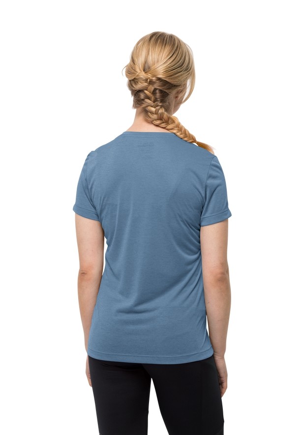 Blue Women Jack Wolfskin Crosstrail T Shirts | 21566289