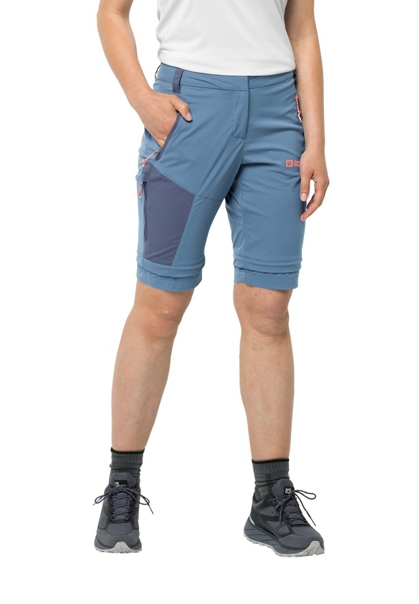 Blue Women Jack Wolfskin Glastal Zip Away Hiking Pants | 17445056