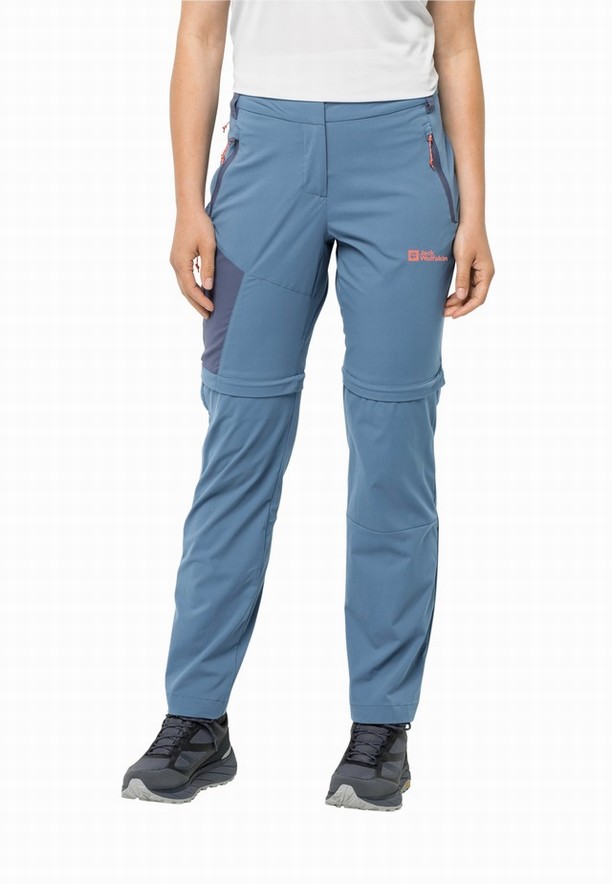 Blue Women Jack Wolfskin Glastal Zip Away Hiking Pants | 17445056