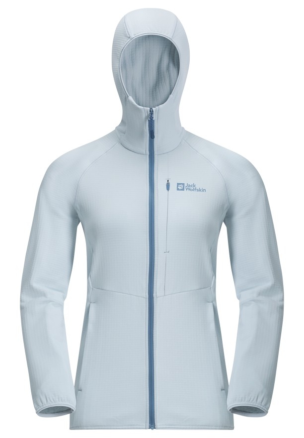Blue Women Jack Wolfskin Kolbenberg Hooded Fz Fleece Jackets | 18387136
