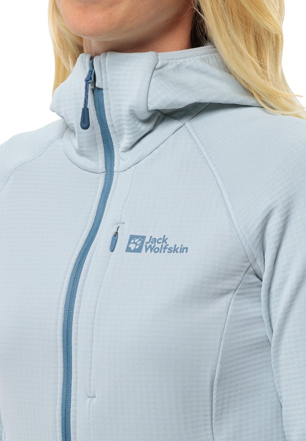 Blue Women Jack Wolfskin Kolbenberg Hooded Fz Fleece Jackets | 18387136