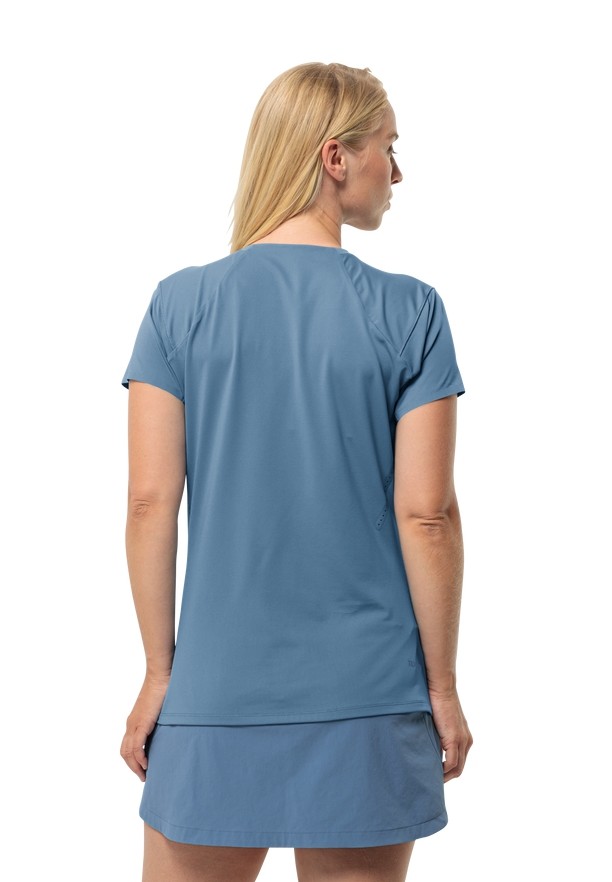 Blue Women Jack Wolfskin Prelight Chill T Shirts | 43700125