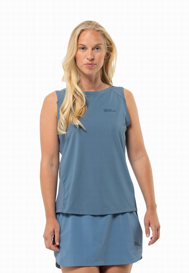 Blue Women Jack Wolfskin Prelight Chill Tank Top | 59857193