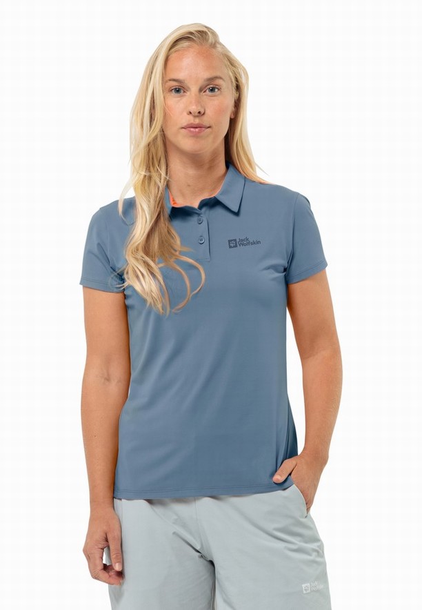 Blue Women Jack Wolfskin Prelight Trail Polo Shirts | 42501224