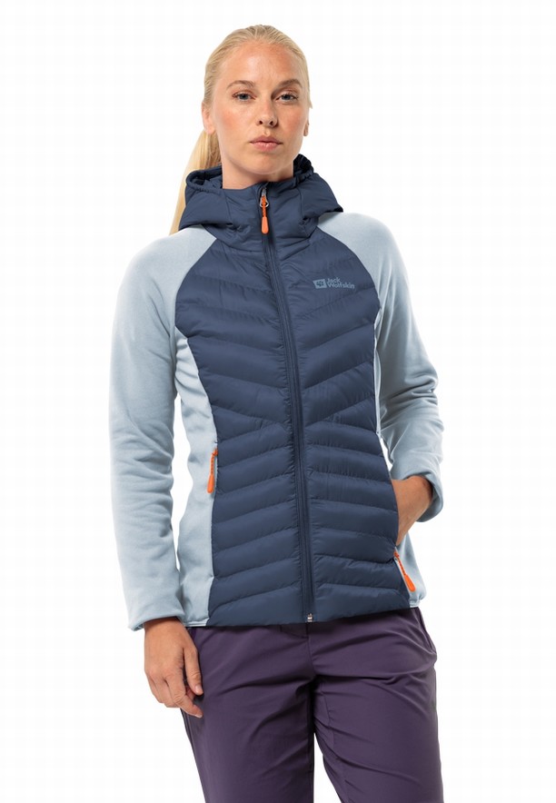 Blue Women Jack Wolfskin Routeburn Pro Hybrid Jackets | 68243999
