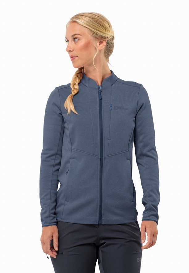Blue Women Jack Wolfskin Tervern Fz Fleece Jackets | 45302109