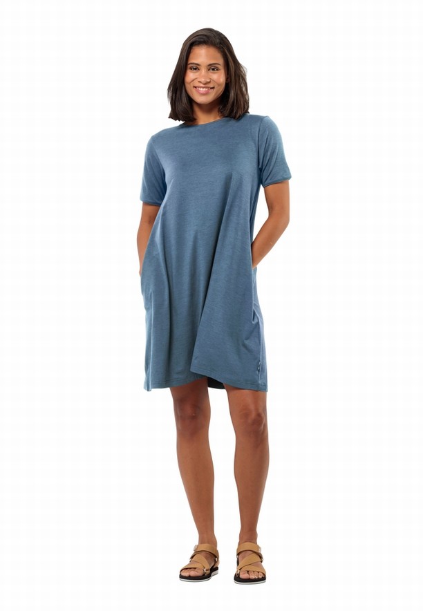 Blue Women Jack Wolfskin Travel Dress | 46588559