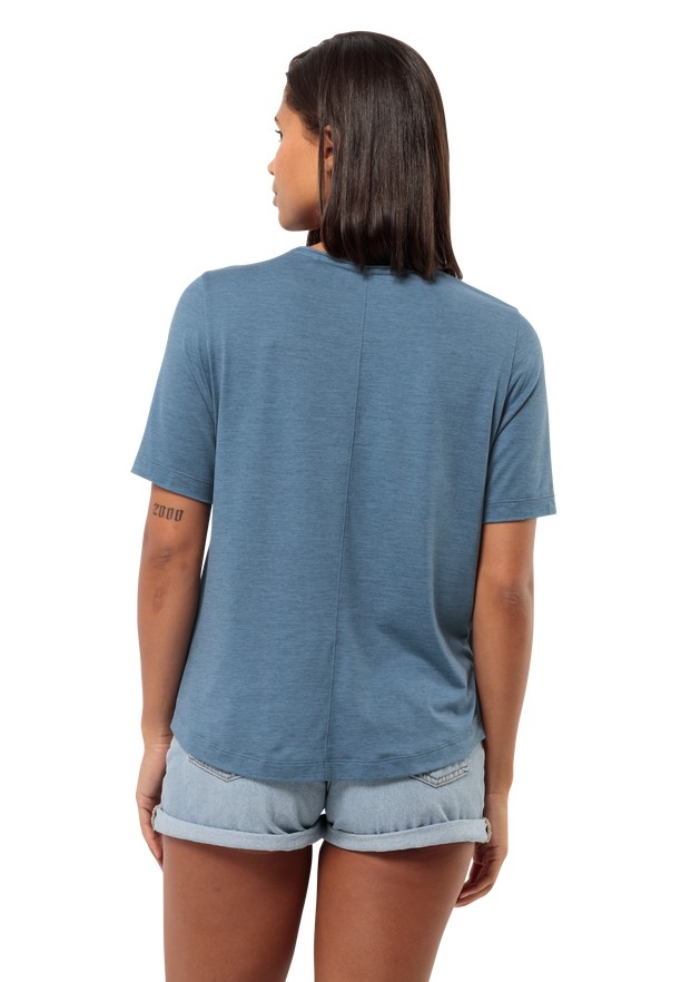 Blue Women Jack Wolfskin Travel T Shirts | 56048126