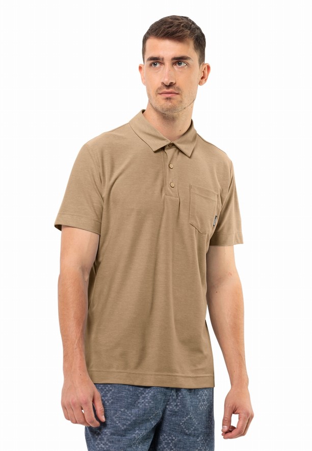 Brown Men Jack Wolfskin Terral Polo Shirts | 71516435