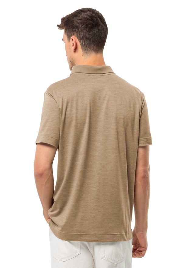 Brown Men Jack Wolfskin Travel Polo Shirts | 10054178