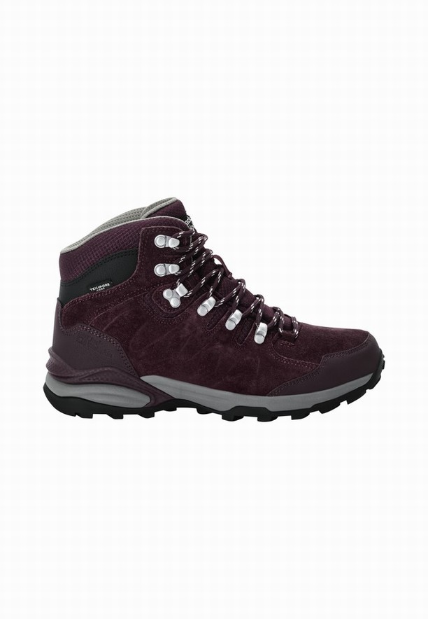 Burgundy Women Jack Wolfskin Refugio Texapore Mid Hiking Shoes | 88547514