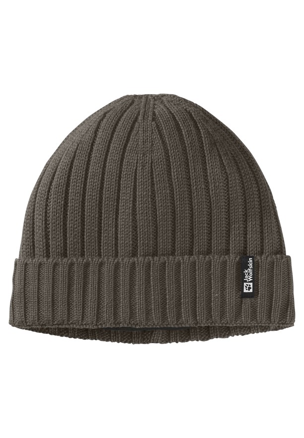 Coffee Men Jack Wolfskin Rib Knit Beanie | 55595074