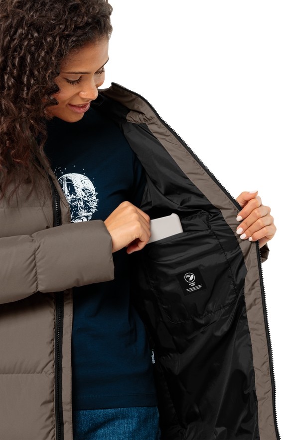Coffee Women Jack Wolfskin Frozen Lake Down Coats | 78480391