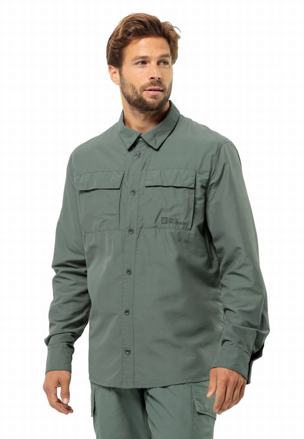 Green Men Jack Wolfskin Barrier Ls Shirts | 42838450