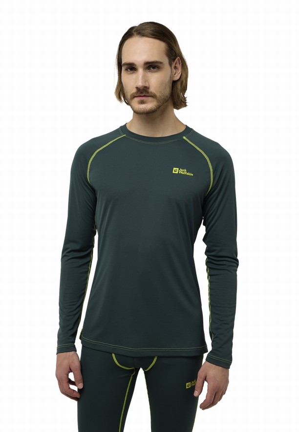 Green Men Jack Wolfskin Infinite Light Ls T Shirts | 19719989
