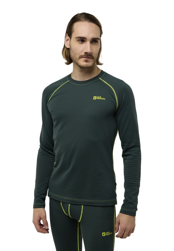 Green Men Jack Wolfskin Infinite Warm Ls T Shirts | 26057580