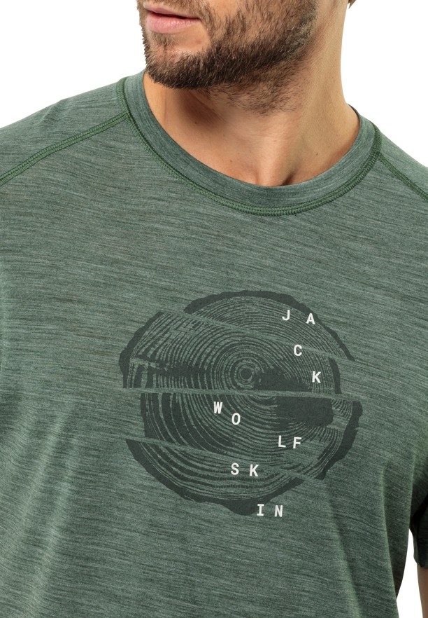 Green Men Jack Wolfskin Kammweg Graphic S/s T Shirts | 50151861
