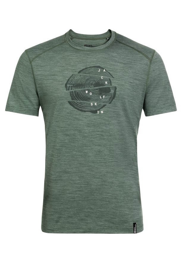 Green Men Jack Wolfskin Kammweg Graphic S/s T Shirts | 50151861