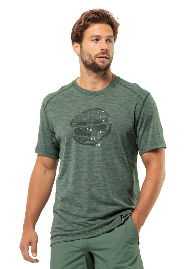 Green Men Jack Wolfskin Kammweg Graphic S/s T Shirts | 50151861