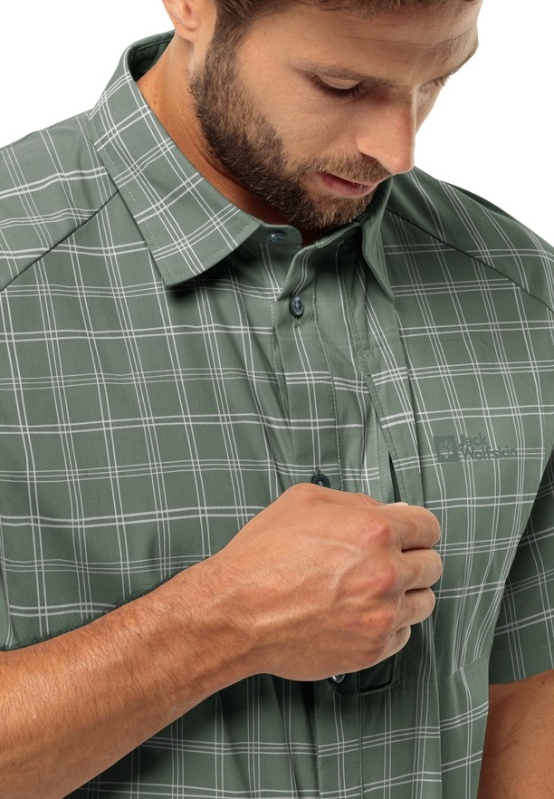 Green Men Jack Wolfskin Norbo S/s Shirts | 82753930